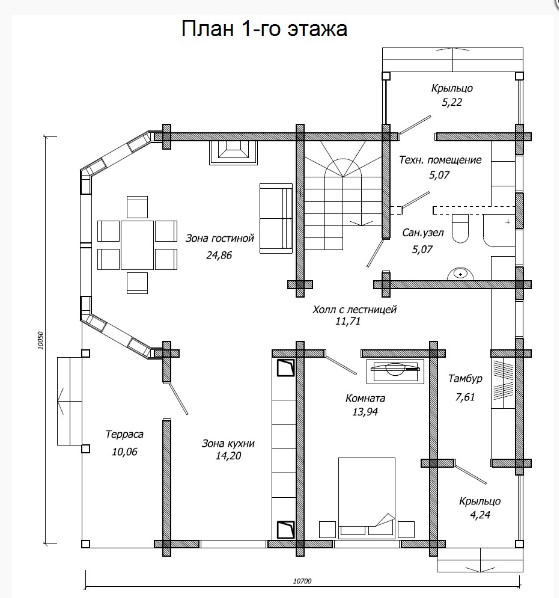 Проект «Семейный» план первого этажа