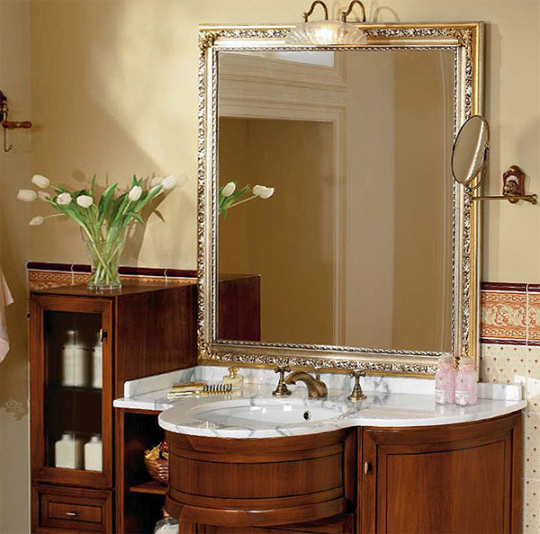 Зеркало в ванной комнате подобранное под размер умывальника